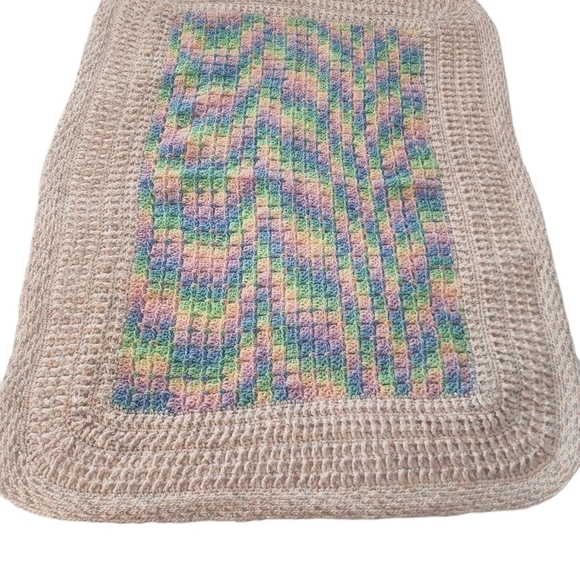 Handmade Crochet Baby Blanket Multi Color in the middle - Picture 1 of 4